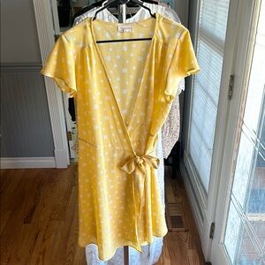 Yellow Floral Wrap Dress perfect for easter